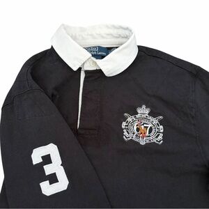 VTG Polo Ralph Lauren Rugby Shirt Long Sleeve Mens Pony Patch 3 Custom Fit M